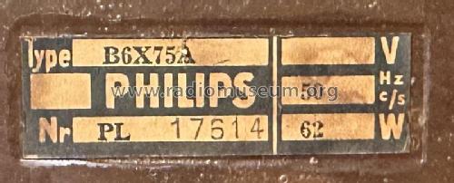 B6X75A; Philips; Eindhoven (ID = 3093542) Radio