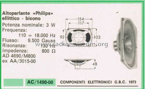 Bicone Elliptical Speaker AD 4690/M800; Philips; Eindhoven (ID = 3099365) Speaker-P