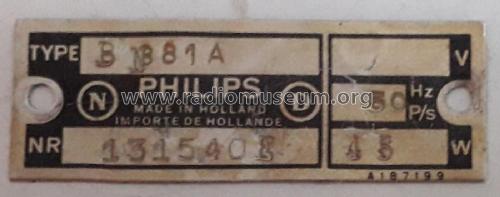 BN381A; Philips; Eindhoven (ID = 2594752) Radio