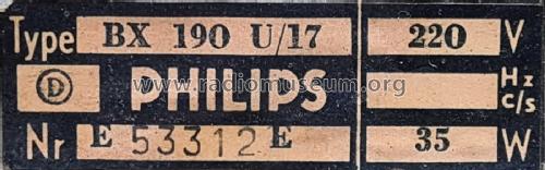 BX190U /17; Philips; Eindhoven (ID = 3103105) Radio