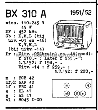 BX310A /03; Philips; Eindhoven (ID = 2371993) Radio