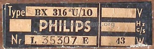 BX316U /10; Philips; Eindhoven (ID = 1961137) Radio