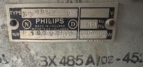 BX485A /00 /02; Philips; Eindhoven (ID = 3072246) Radio