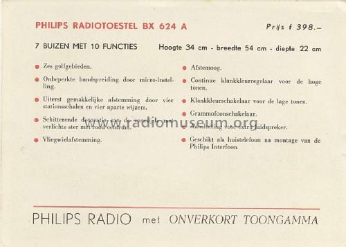 BX624A; Philips; Eindhoven (ID = 423678) Radio