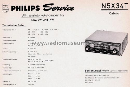 Cabrio N5X34T; Philips; Eindhoven (ID = 1952042) Car Radio