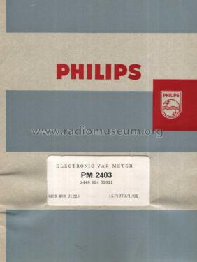 Electronic VAOhm-meter PM2403; Philips; Eindhoven (ID = 1969043) Equipment