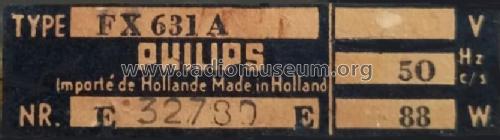 FX631A /00; Philips; Eindhoven (ID = 2552742) Radio