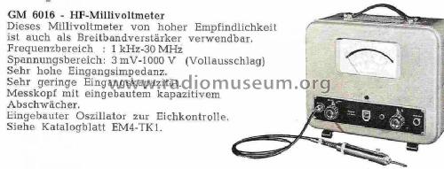 Hochfrequenz-Millivoltmeter GM6016; Philips; Eindhoven (ID = 1019593) Equipment