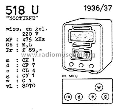 Nocturne 518U; Philips; Eindhoven (ID = 2015420) Radio