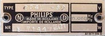 Philetta II 204U-32; Philips; Eindhoven (ID = 2319737) Radio