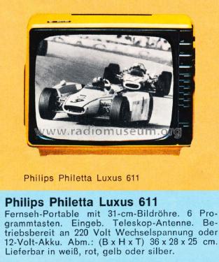 Philetta Luxus 611; Philips; Eindhoven (ID = 1287590) Television