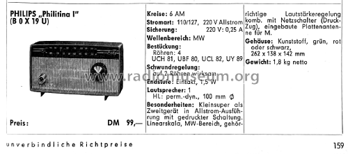 Philitina B0X19U /22L /22R; Philips; Eindhoven (ID = 2783059) Radio