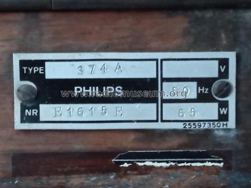 Radiogrammofoon 374A Ch= 535A; Philips; Eindhoven (ID = 2882934) Radio