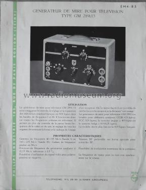 Television Service Generator GM2891 /07; Philips; Eindhoven (ID = 2947465) Equipment