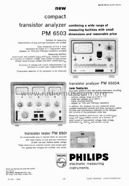 Transistor analyzer PM6505 and PM6505A; Philips; Eindhoven (ID = 2893532) Ausrüstung