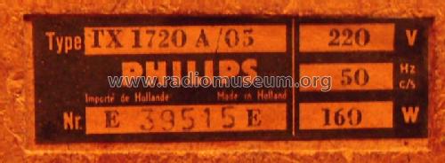 TX1720A-05; Philips; Eindhoven (ID = 1160384) Television