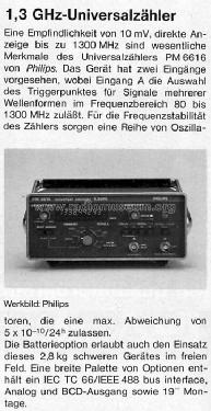 Universal Counter 1.3 GHz PM-6616; Philips; Eindhoven (ID = 1004538) Equipment