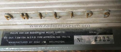 Philips VHF/AM Radiophone 28RR110; Philips Electrical (ID = 2695725) Commercial TRX