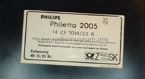 Philetta 2005 14CF1014 /22R Ch= CF1; Philips, Singapore (ID = 1634709) Television