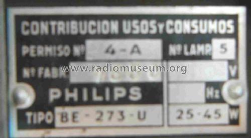 BE-273-U; Philips Ibérica, (ID = 623674) Radio