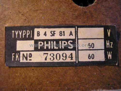 B4SF81A; Philips Finland - (ID = 1952565) Radio