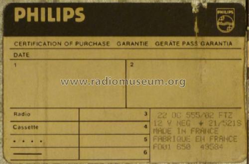 22DC555 /02 /02S; Philips France; (ID = 1563937) Car Radio