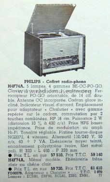 Coffret radio-phono H4F74A; Philips France; (ID = 2458907) Radio