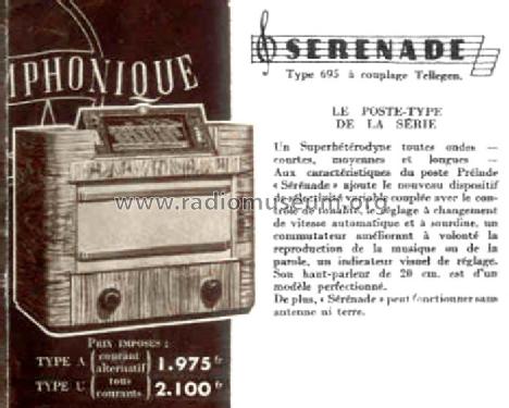 Sérénade 695U; Philips France; (ID = 2544031) Radio