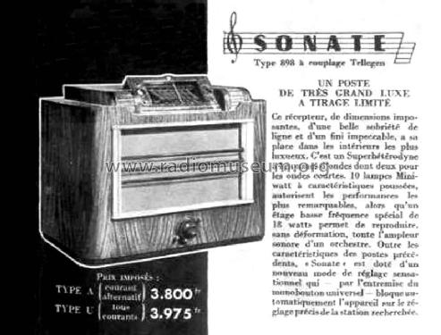 Sonate 898U; Philips France; (ID = 2008629) Radio