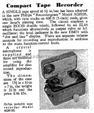 Recordergram AG8105; Philips Electrical, (ID = 1716316) Enrég.-R