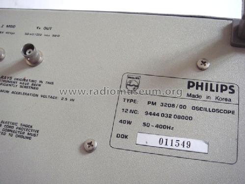 Oscilloscope PM3208 /00; Philips; Eindhoven (ID = 1600006) Equipment