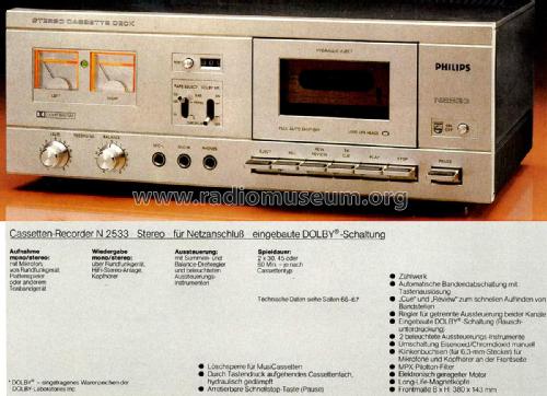 Stereo Cassette Deck N2533; Philips - Österreich (ID = 2212045) R-Player