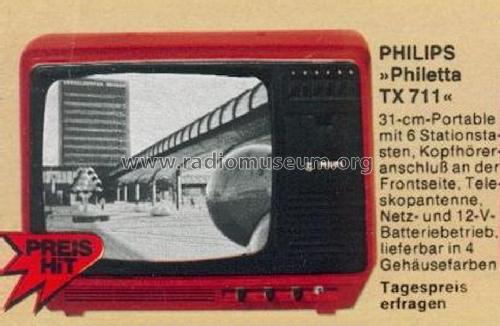 Philetta TX711 12B711 /22L /22S Ch= TX; Philips - Österreich (ID = 1767154) Television