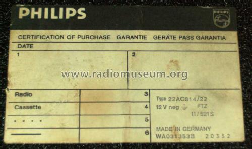 22AC814 /22; Philips Radios - (ID = 1372914) Car Radio