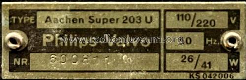 Aachen-Super 203U; Philips Radios - (ID = 3044264) Radio