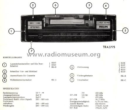 Cassetta-Stereo 22RN792 /00 /15 /19 /22; Philips Radios - (ID = 1954030) Car Radio