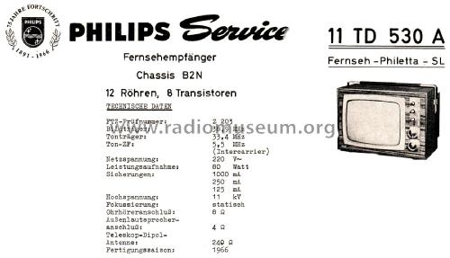 Fernseh-Philetta SL 11TD530A Ch=B2N; Philips Radios - (ID = 2839712) Television