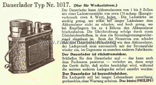 Kleinlader 1016/1017; Philips Radios - (ID = 847939) A-courant