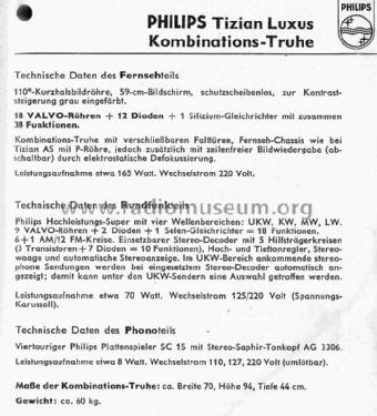 Kombinations-Truhe Tizian Luxus; Philips Radios - (ID = 1293484) TV Radio