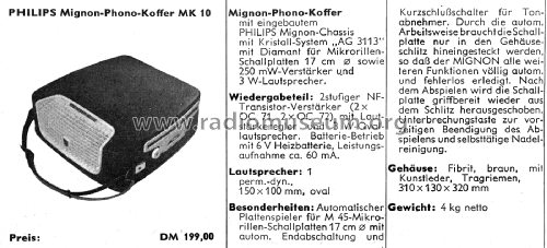 Mignon-Phonokoffer MK10 ; Philips Radios - (ID = 2201304) R-Player