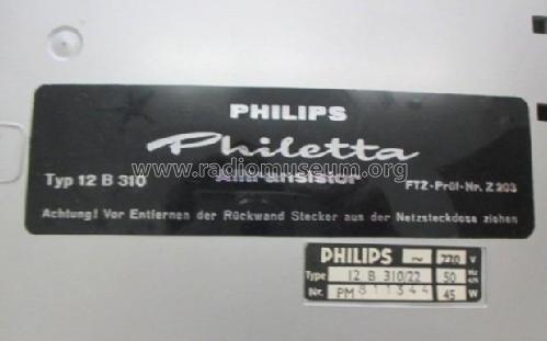 Philetta Alltransistor 12B310 /22; Philips Radios - (ID = 1810273) Television