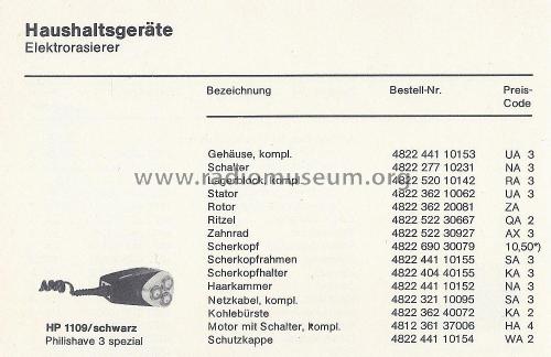 Philishave 3 spezial HP 1109/schwarz; Philips Radios - (ID = 2955102) Household Appliance