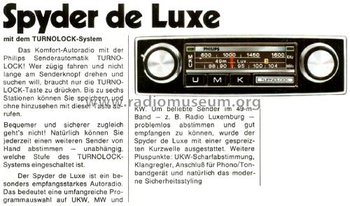 Spyder de Luxe 22RN513 /22; Philips Radios - (ID = 2388205) Autoradio