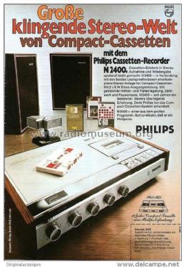 Stereo Cassette Recorder N2400; Philips Radios - (ID = 2808946) R-Player