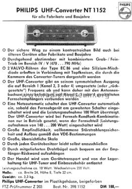 UHF-Konverter NT1152; Philips Radios - (ID = 2292130) Adattatore