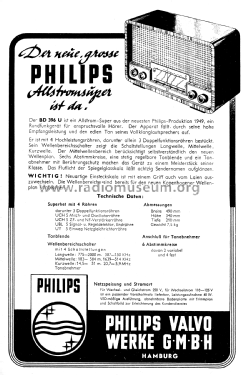 BD396U ; Philips Radios - (ID = 2412518) Radio