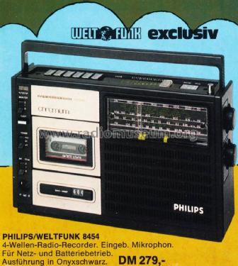 Radiorecorder Weltfunk 8454; Philips Radios - (ID = 1249481) Radio