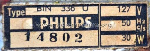 BIN336U; Philips Ralin (ID = 2830442) Radio
