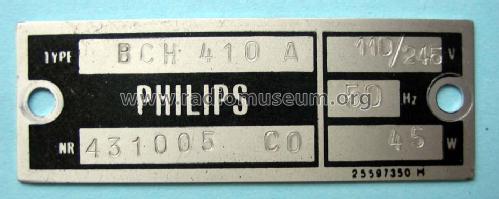 BCH410A; Philips - Schweiz (ID = 260593) Radio