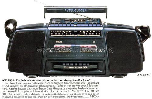 Stereo radio recorder TURBO-BASS AW7594 /00; Philips, Singapore (ID = 2393162) Radio